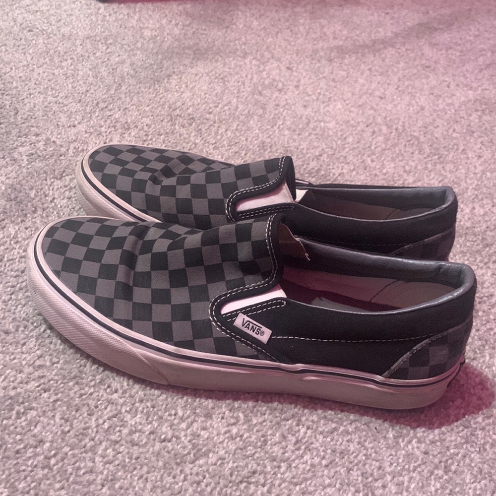 Black and Gray Checkerboard Vans